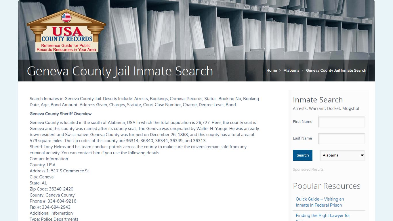 Geneva County Jail Inmate Search | Name Search